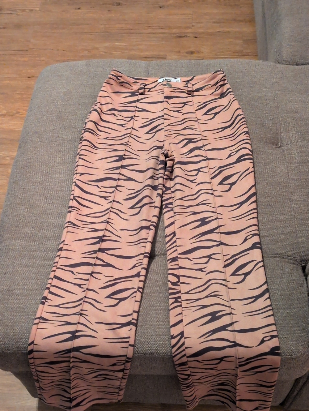 Tiger Mist Blush Pink Tiger-Stripe Wide Leg Pants